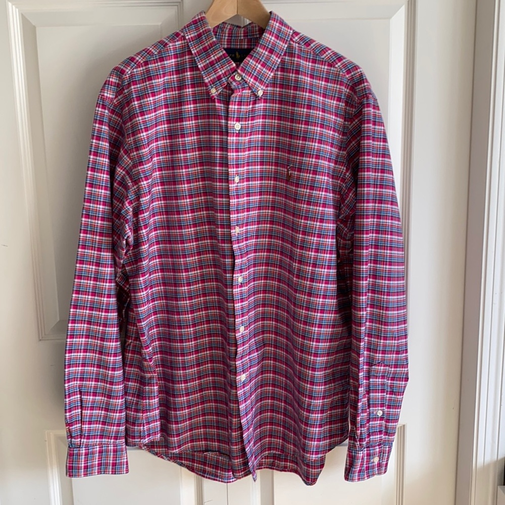 Ralph Lauren Men’s Fuschia Plaid Button Down - Size XL
